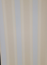Zalm beige blauw gestreept behang