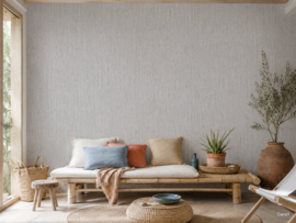 Beige jutelook behang