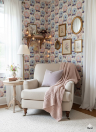 pastel bloemenbehang vintage seventies