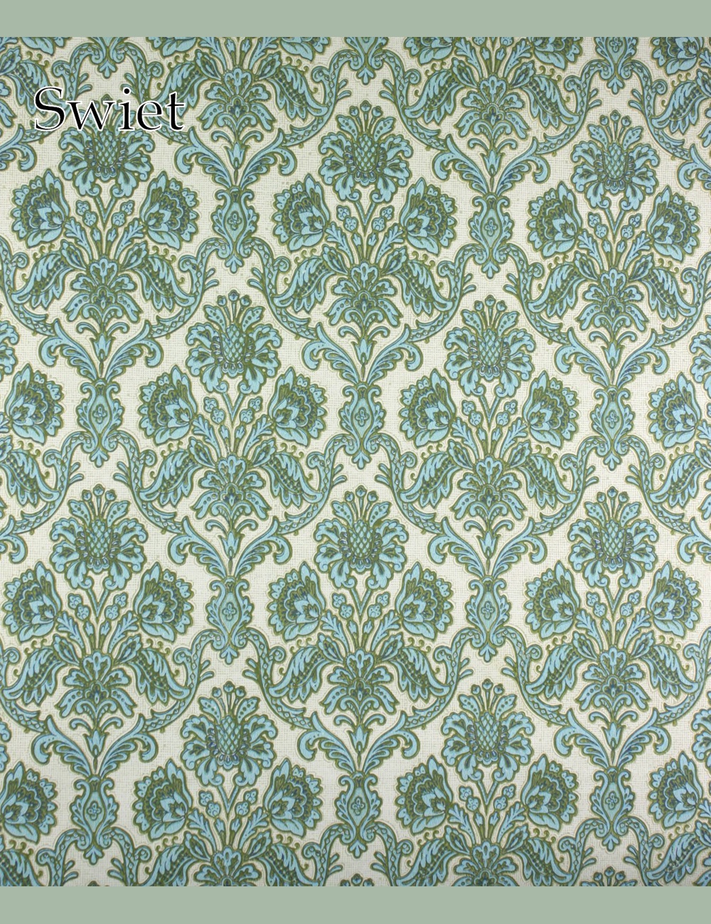 Blauw barok ornamenten behang