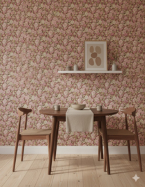 Roze bloemenbehang