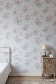 Pastel bloemenbehang