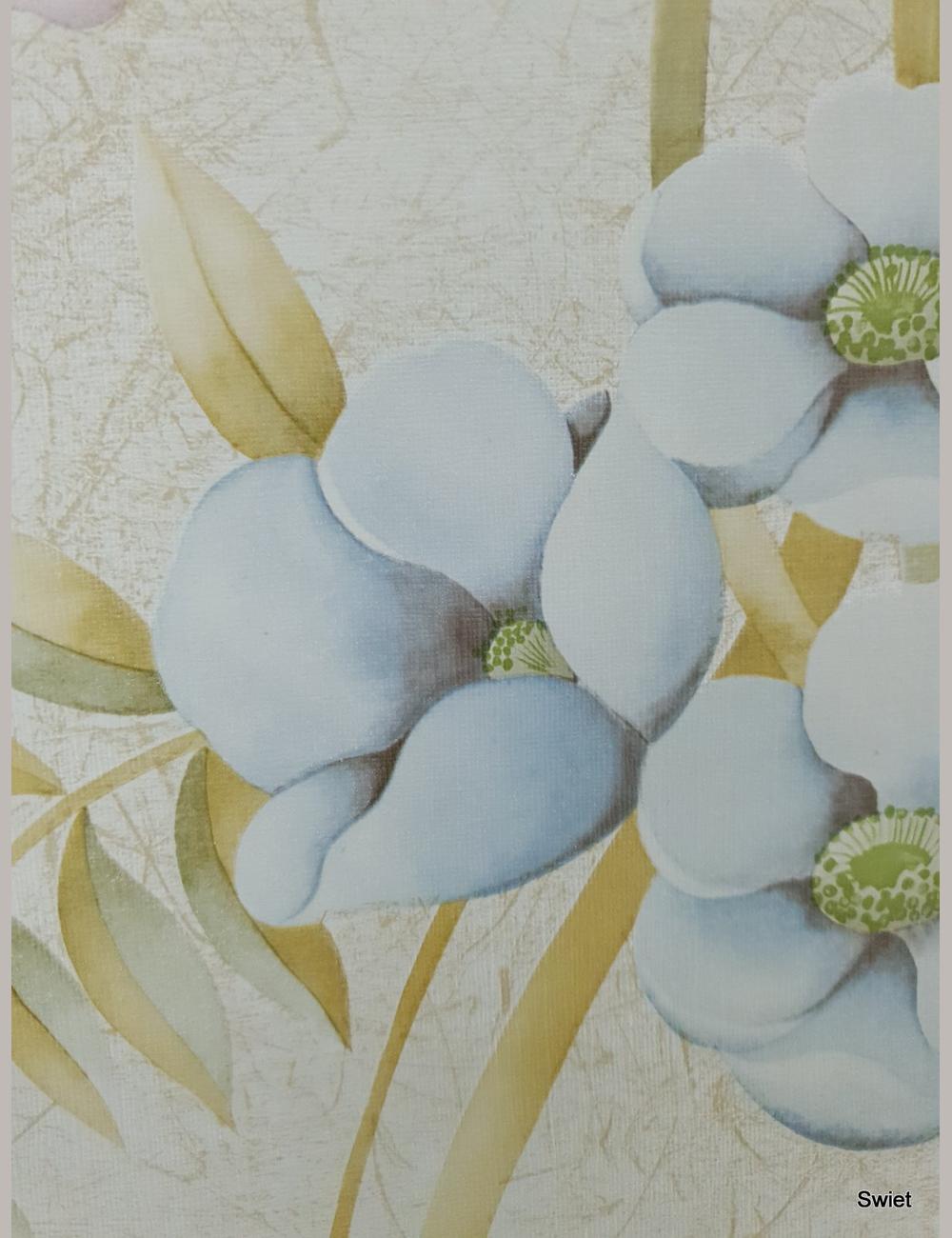 Zachtblauwe bloemenprint