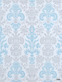 Blauw grijs barok behang