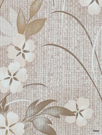 Beige bloem behang