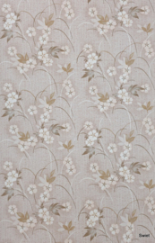Beige bloem behang