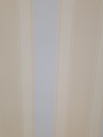 Zalm beige blauw gestreept behang