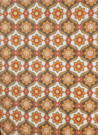 Seventies bruin oranje geometrisch behang