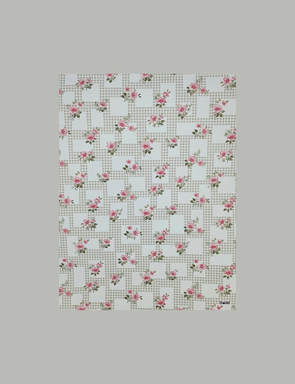 Scahttig roosjes behang met ruitjes