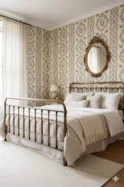 Brocante bloemenbehang