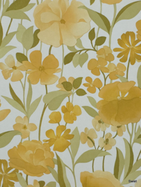 Vintage bloemenweide behang