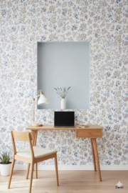 Lila blauw bloemen  behang