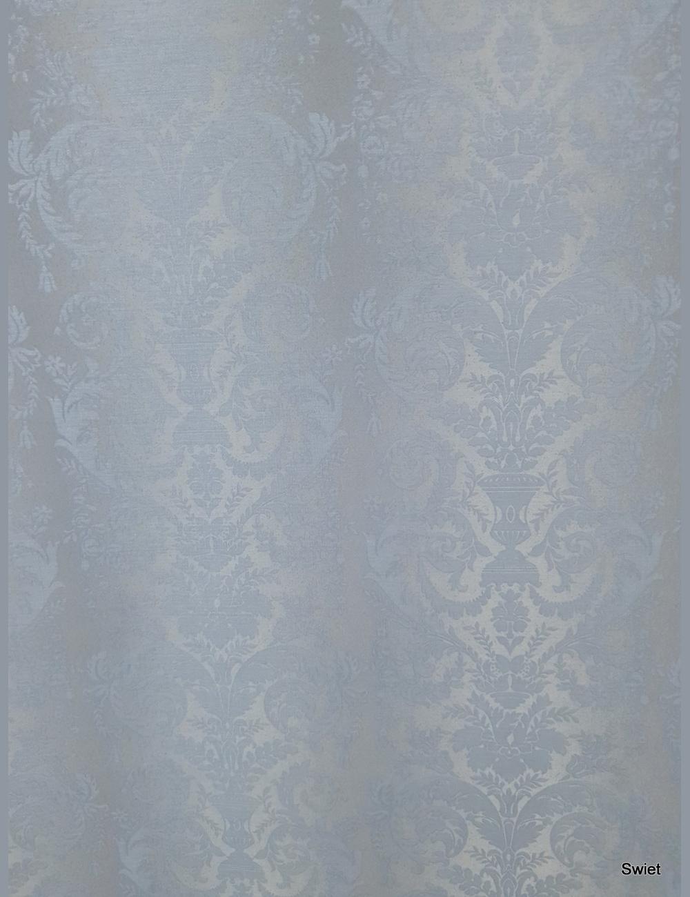 Zilverblauw barok behang