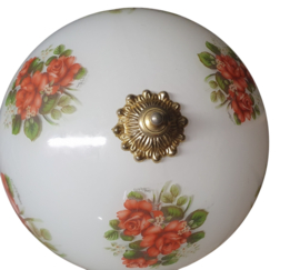 Antieke hanglamp met glas en koper