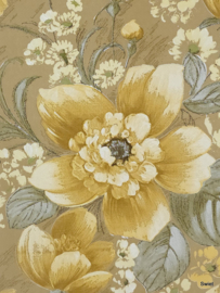 Geel bloemenbehang 70s