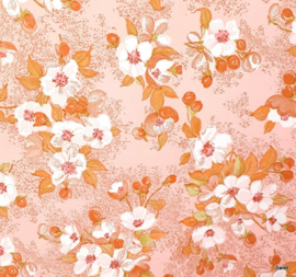 Roze bloemenbehang