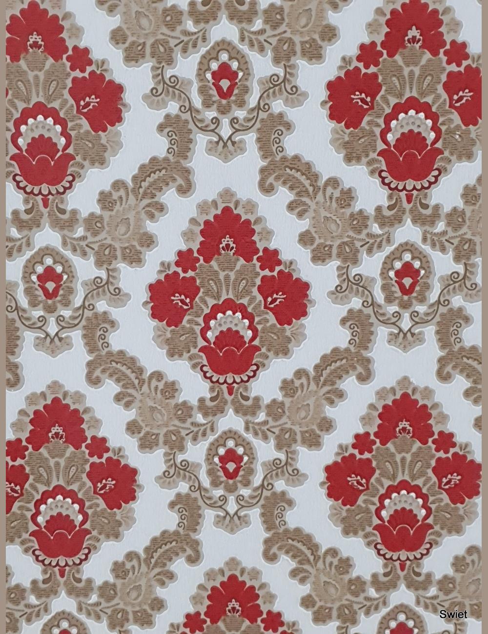 Rood beige barok dessin