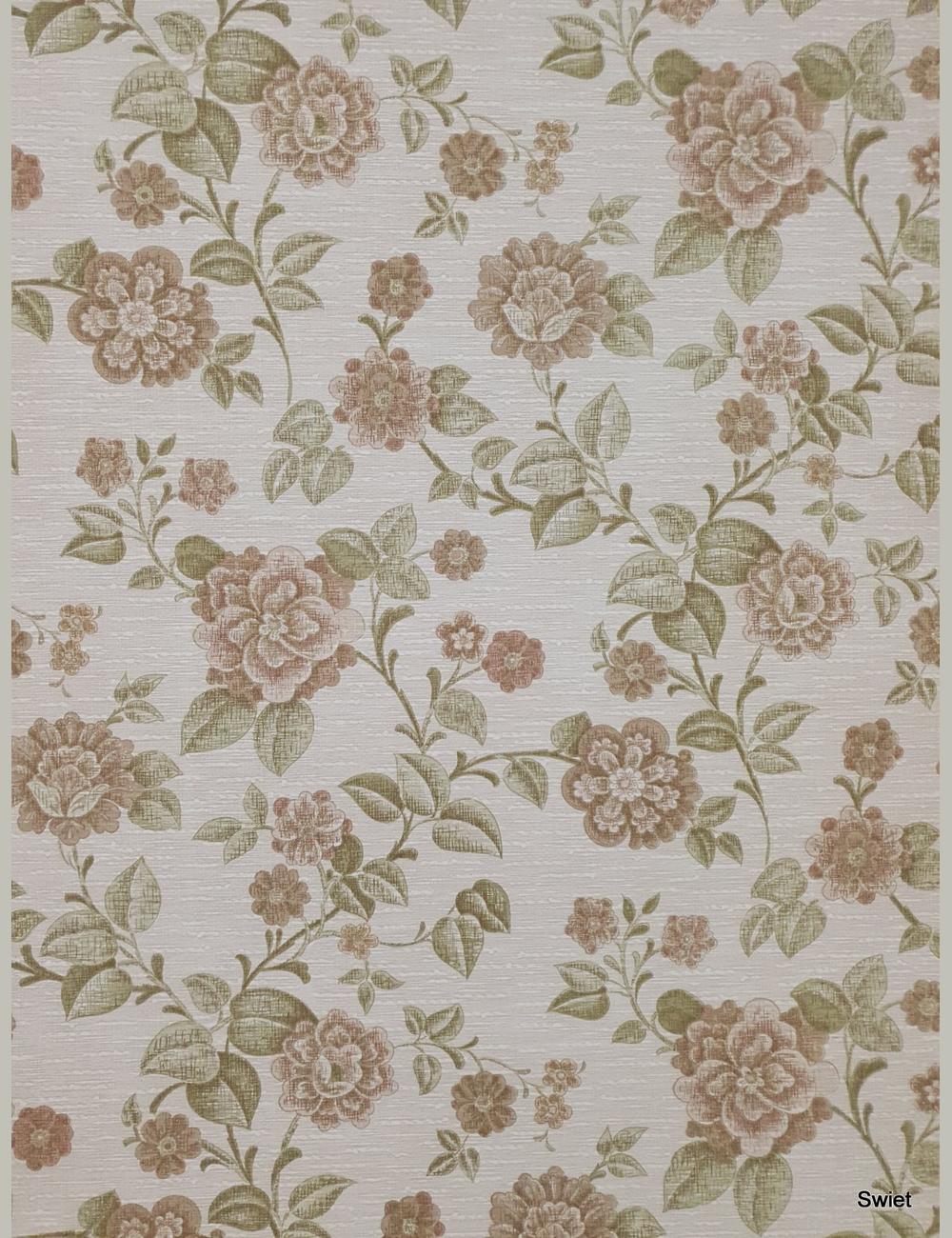 Bloemenprint in oudroze en mosgroen
