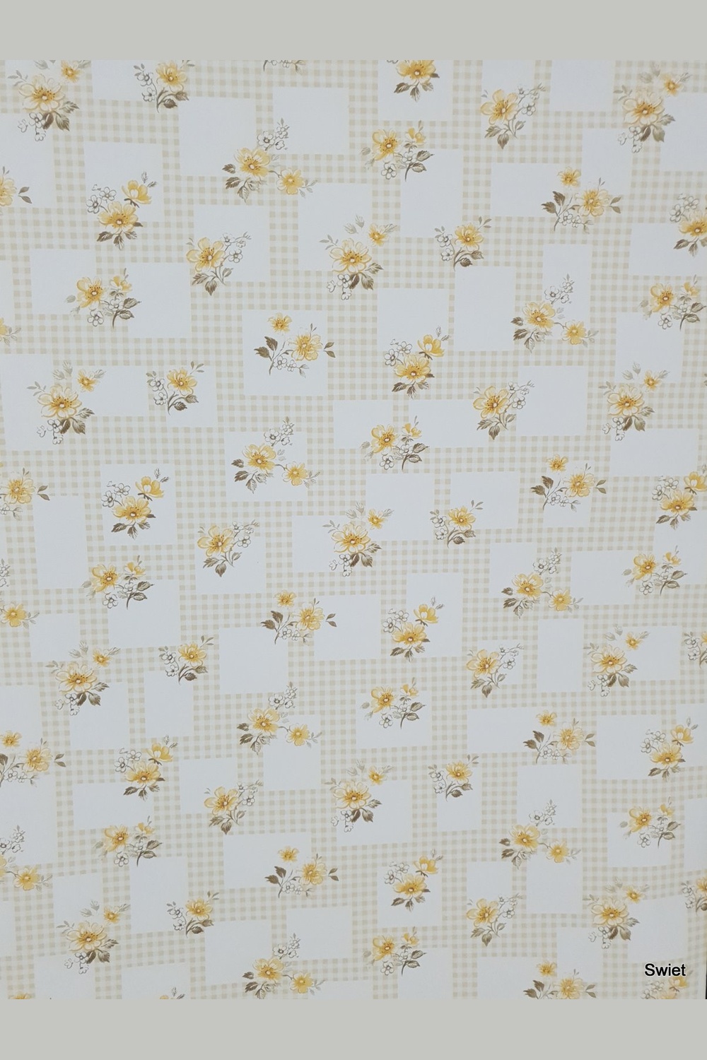 Ruitjes met gele bloemen