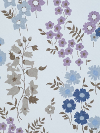 Lila blauw bloemen  behang