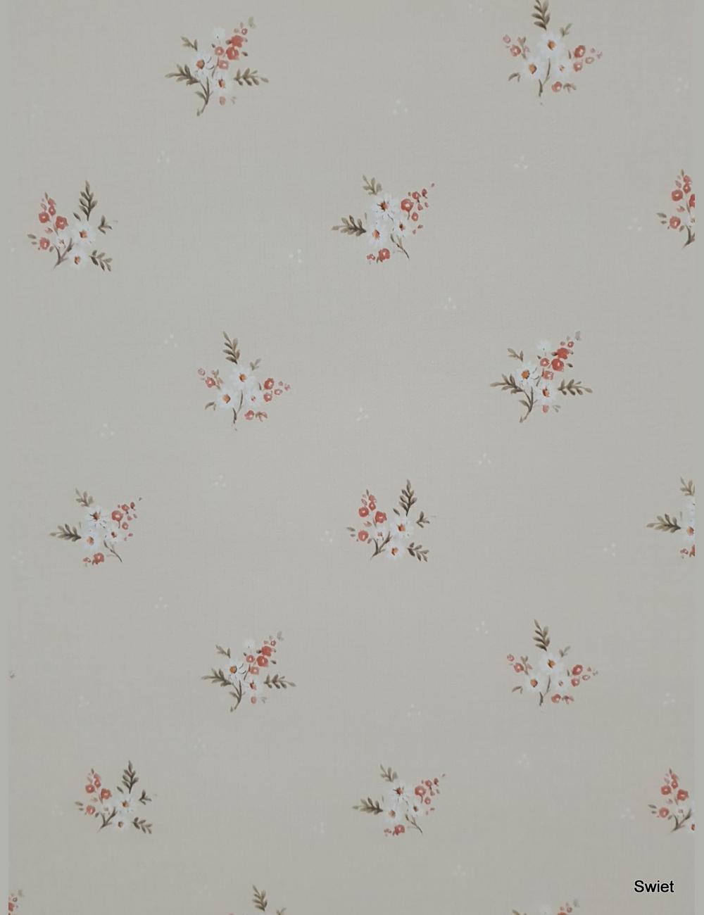 Beige bloemetjesbehang