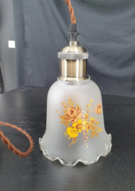 2 matglazen hanglampjes met bloemen