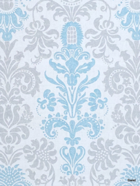 Blauw grijs barok behang