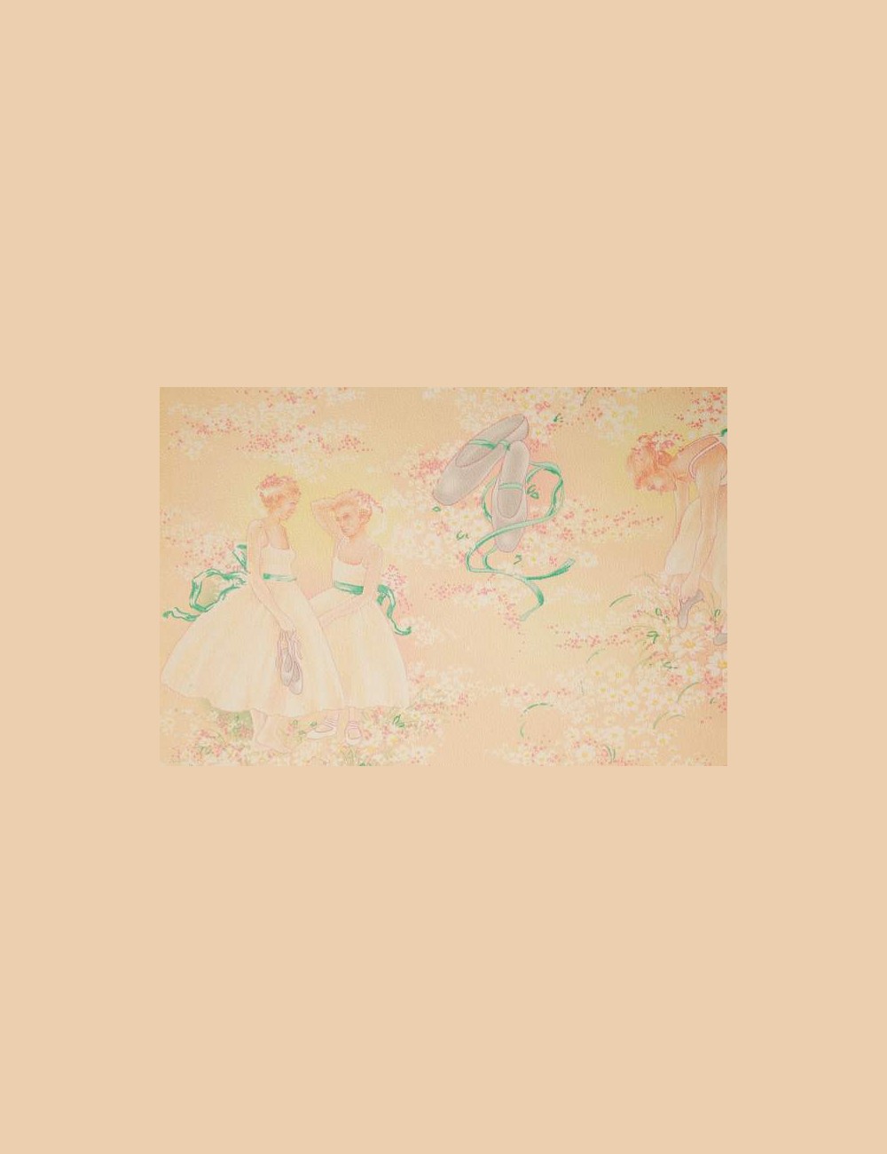 Vintage behang met ballet meisjes