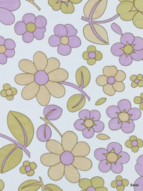 Pastel bloemen behang