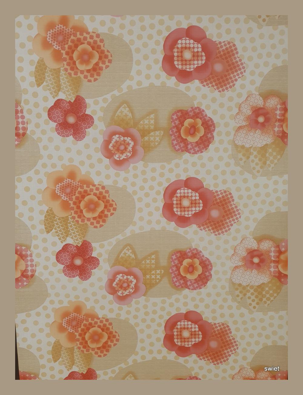 Vintage roze oranje bloemen