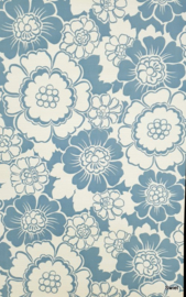 Jeansblauw bloemenbehang