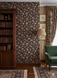 Donker bloemenbehang