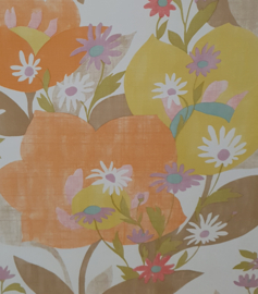 Groovy behang met fluor bloemen
