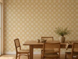 Geruit vintage behang