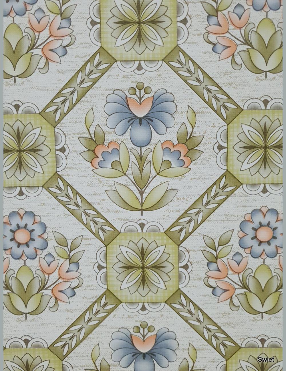 Retro bloemen in ruiten