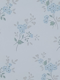 Lief blauw bloemetjes behang