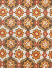 Seventies bruin oranje geometrisch behang