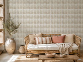 Beige tulpjes behang