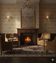 Barok zacht taupe behang