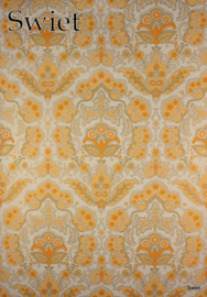 Oranje geel barok behang