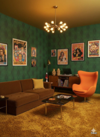 Groen vintage vezelbehang