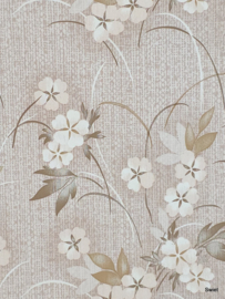 Beige bloem behang