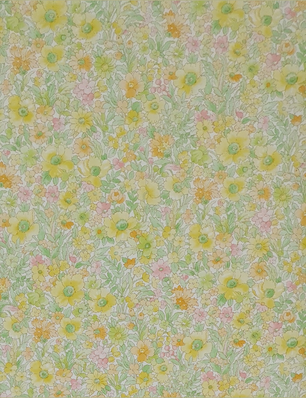 Vintage geel roze bloemetjes