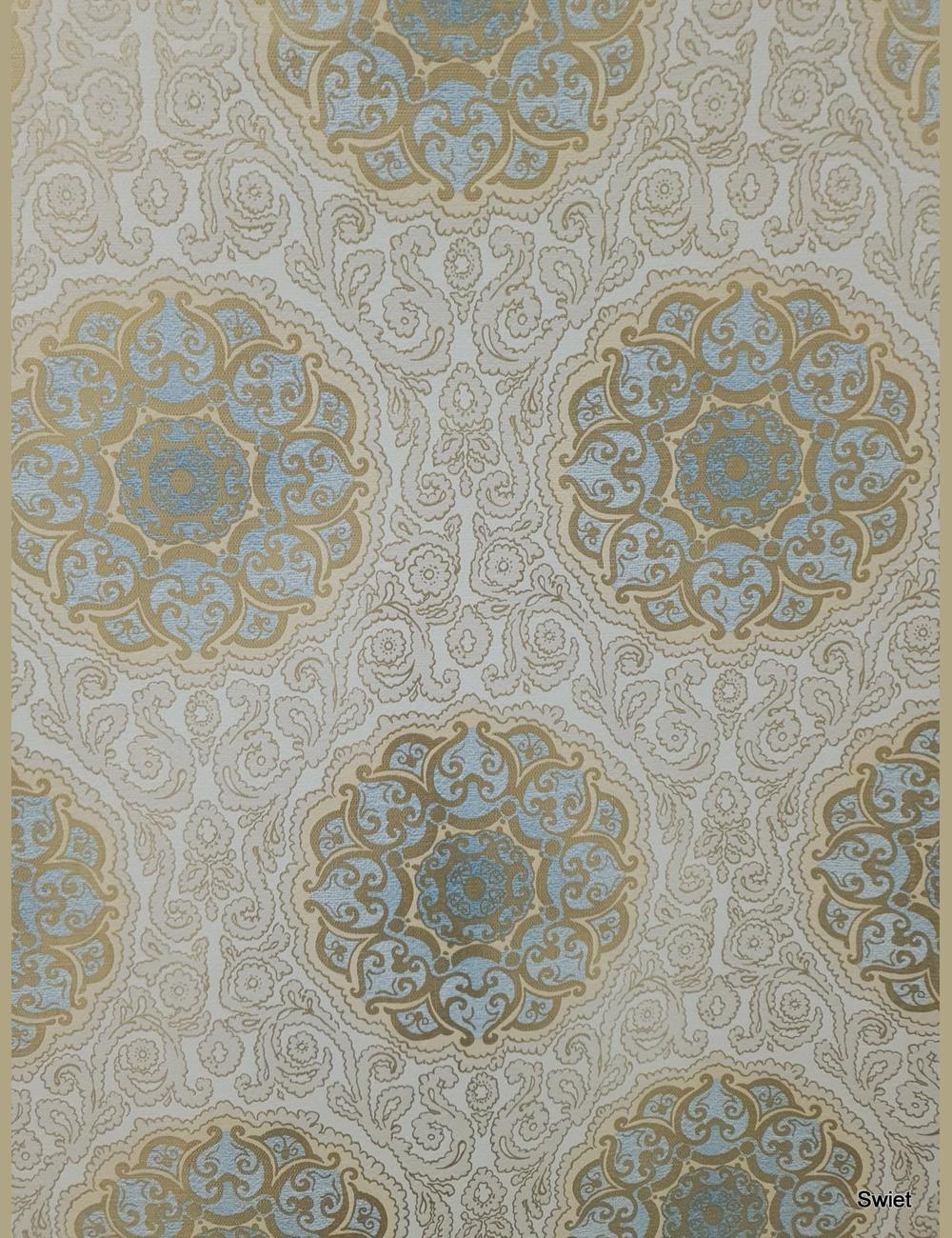 Blauw medaillon patroon