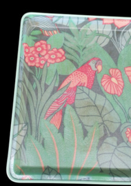 Vintage dienblad met papegaaien