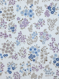 Lila blauw bloemen  behang