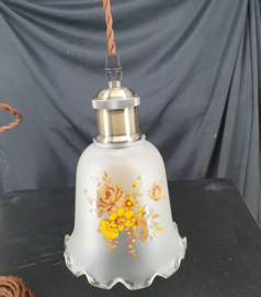 2 matglazen hanglampjes met bloemen