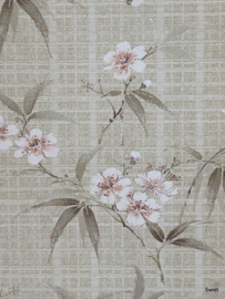 Jutelook bloemenbehang