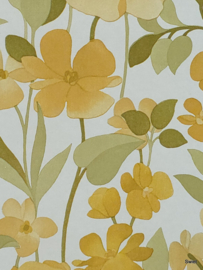 Vintage bloemenweide behang