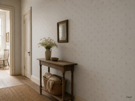 Beige bloemetjesbehang